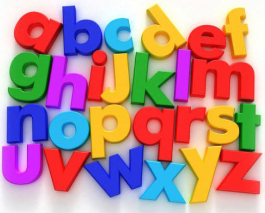 A Multi Color Alphabet Letters on a White Background